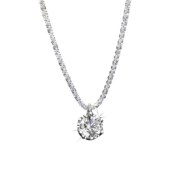 Silver Moissanite Necklace Thick Chain